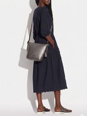 Coach Metallic Graphite Dufflette Crossbody Bag